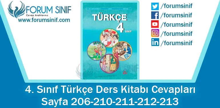 4. Sınıf Türkçe Ders Kitabı 206-210-211-212-213. Sayfa Cevapları ADA Yayıncılık 4. Sınıf Türkçe Ders Kitabı 206-210-211-212-213. Sayfa Cevapları ADA Yayıncılık
