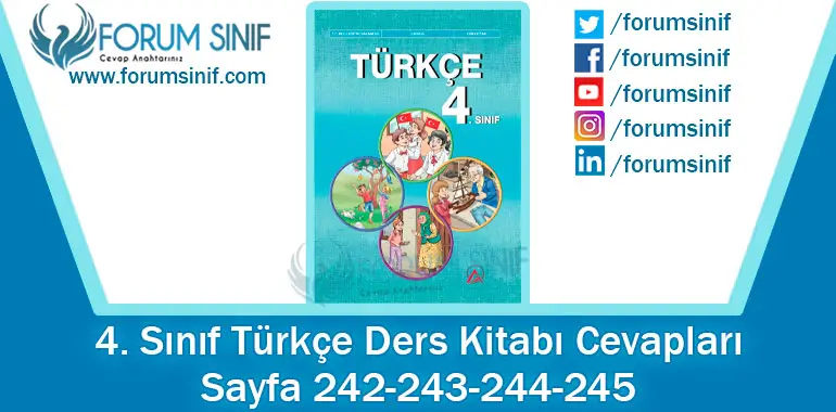 4. Sınıf Türkçe Ders Kitabı 242-243-244-245. Sayfa Cevapları ADA Yayıncılık