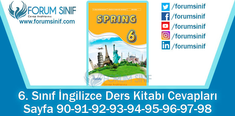 6. Sınıf İngilizce Ders Kitabı 90-91-92-93-94-95-96-97-98. Sayfa Cevapları ÖZGÜN Yayıncılık