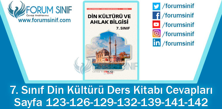 7. Sınıf Din Kültürü Ders Kitabı 123-126-129-132-139-141-142. Sayfa Cevapları Erkad Yayıncılık
