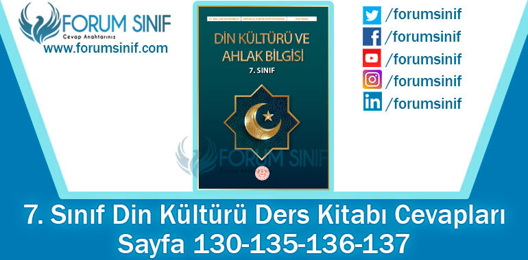 7. Sınıf Din Kültürü Ders Kitabı 130-135-136-137. Sayfa Cevapları MEB Yayınları