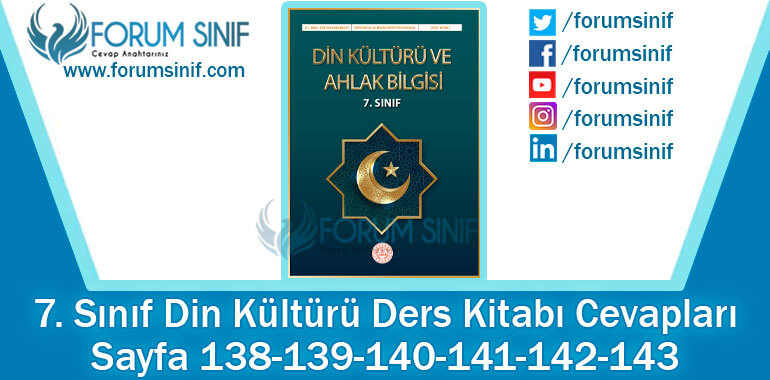 7. Sınıf Din Kültürü Ders Kitabı 138-139-140-141-142-143. Sayfa Cevapları MEB Yayınları