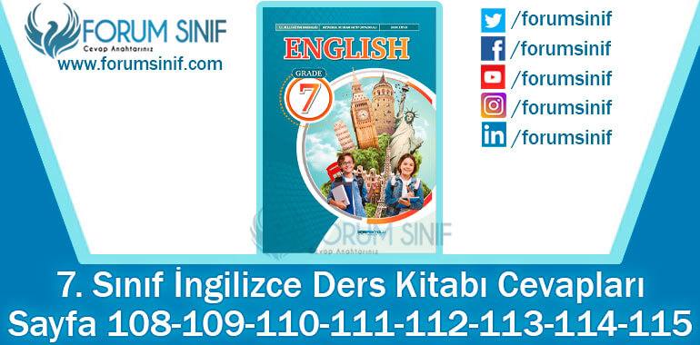 7. Sınıf İngilizce Ders Kitabı 108-109-110-111-112-113-114-115. Sayfa Cevapları SDR İpekyolu Yayıncılık 7. Sınıf İngilizce Ders Kitabı 108-109-110-111-112-113-114-115. Sayfa Cevapları SDR İpekyolu Yayıncılık