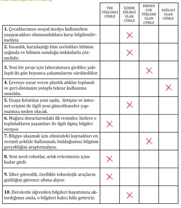 8. Sınıf Türkçe Ders Kitabı Sayfa 133 Cevapları MEB Yayınları