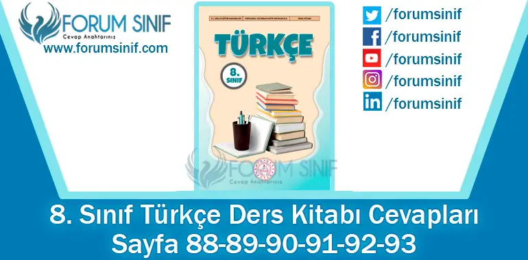 8. Sınıf Türkçe Ders Kitabı Sayfa 88-89-90-91-92-93. Cevapları MEB Yayınları 8. Sınıf Türkçe Ders Kitabı Sayfa 88-89-90-91-92-93. Cevapları MEB Yayınları