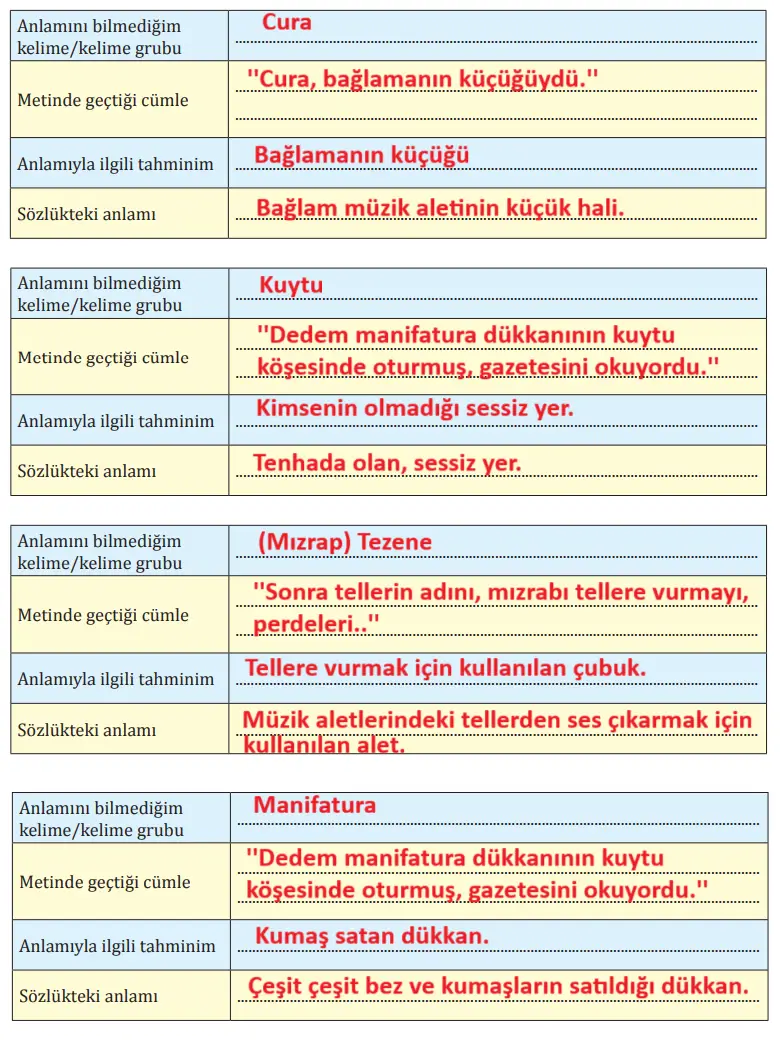 8. Sınıf Türkçe Ders Kitabı Sayfa 96 Cevapları MEB Yayınları