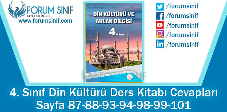 4. Sınıf Din Kültürü Ders Kitabı Sayfa 87-88-93-94-98-99-101. Cevapları MEB Yayınları