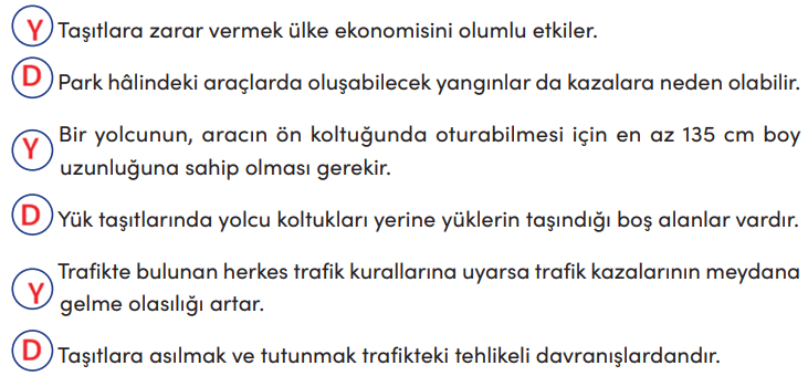 4. Sınıf Trafik Güvenliği Ders Kitabı Sayfa 55 Cevapları MEB Yayınları