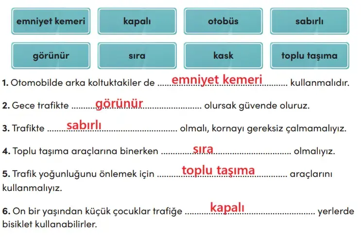 4. Sınıf Trafik Güvenliği Ders Kitabı Sayfa 56 Cevapları MEB Yayınları 4. Sınıf Trafik Güvenliği Ders Kitabı Sayfa 56 Cevapları MEB Yayınları