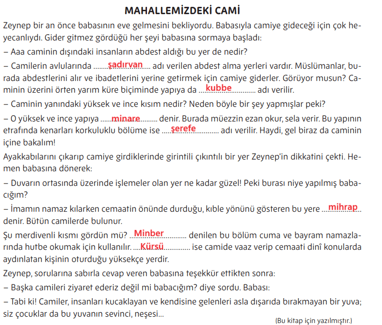 5. Sınıf Din Kültürü Ders Kitabı Sayfa 172 Cevapları MEB Yayınları