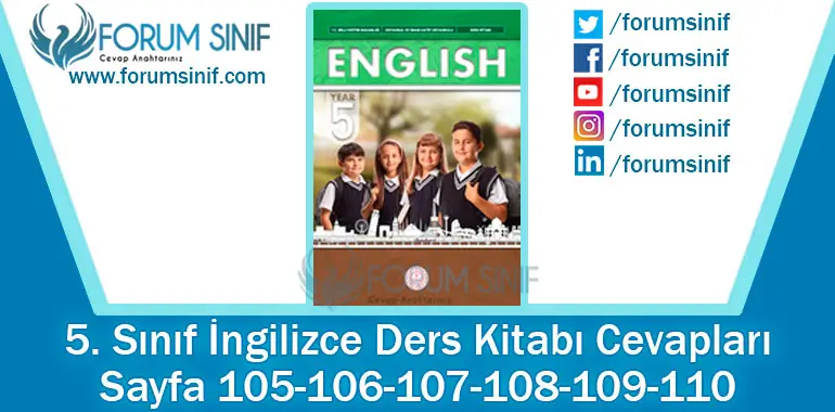5. Sınıf İngilizce Ders Kitabı 105-106-107-108-109-110. Sayfa Cevapları MEB Yayınları