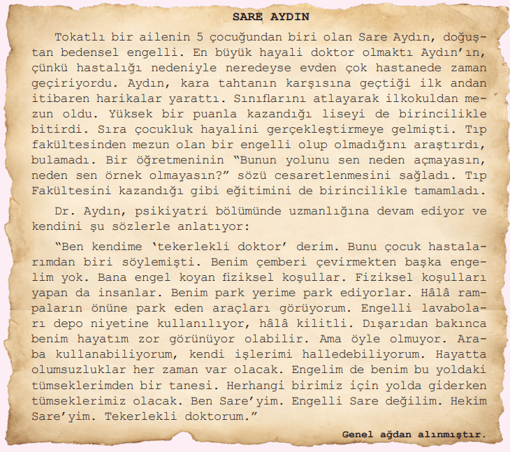 6. Sınıf Türkçe Ders Kitabı Sayfa 119 Cevapları MEB Yayınları