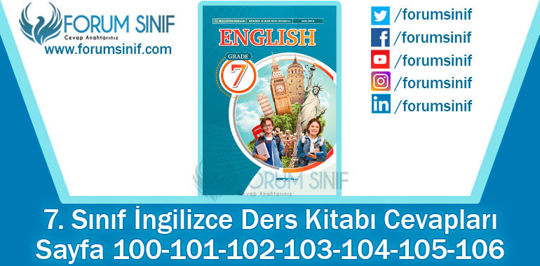 7. Sınıf İngilizce Ders Kitabı 100-101-102-103-104-105-106. Sayfa Cevapları SDR İpekyolu Yayıncılık 7. Sınıf İngilizce Ders Kitabı 100-101-102-103-104-105-106. Sayfa Cevapları SDR İpekyolu Yayıncılık
