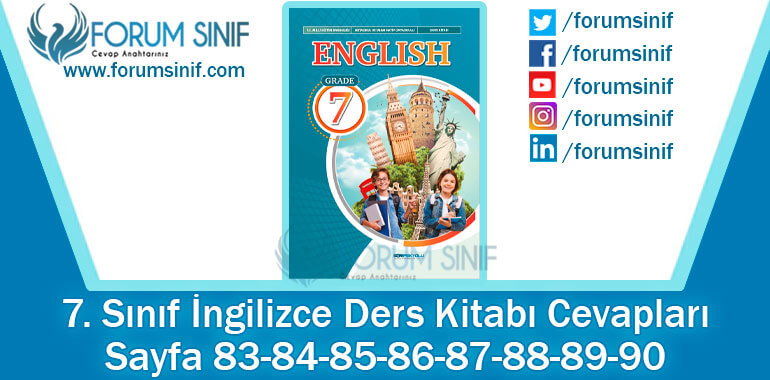 7. Sınıf İngilizce Ders Kitabı 83-84-85-86-87-88-89-90. Sayfa Cevapları SDR İpekyolu Yayıncılık 7. Sınıf İngilizce Ders Kitabı 83-84-85-86-87-88-89-90. Sayfa Cevapları SDR İpekyolu Yayıncılık