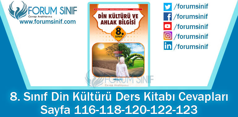 8. Sınıf Din Kültürü Ders Kitabı 116-118-120-122-123. Sayfa Cevapları SDR İpekyolu Yayıncılık