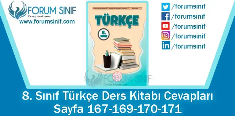 8. Sınıf Türkçe Ders Kitabı Sayfa 167-169-170-171. Cevapları MEB Yayınları 8. Sınıf Türkçe Ders Kitabı Sayfa 167-169-170-171. Cevapları MEB Yayınları