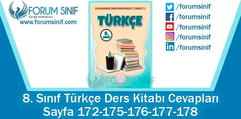 8. Sınıf Türkçe Ders Kitabı Sayfa 172-175-176-177-178. Cevapları MEB Yayınları 8. Sınıf Türkçe Ders Kitabı Sayfa 172-175-176-177-178. Cevapları MEB Yayınları