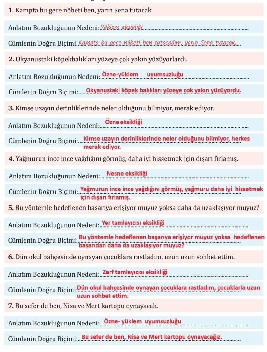 8. Sınıf Türkçe Ders Kitabı Sayfa 185 Cevapları MEB Yayınları