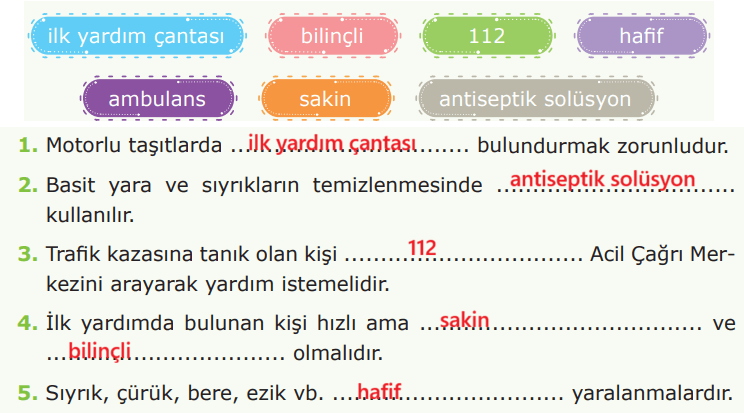 4. Sınıf Trafik Güvenliği Ders Kitabı Sayfa 70 Cevapları Anka Yayınevi