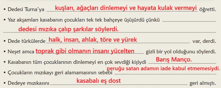 6. Sınıf Türkçe Ders Kitabı Sayfa 126 Cevapları MEB Yayınları