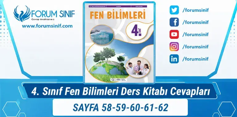 4. Sınıf Fen Bilimleri Ders Kitabı Sayfa 58-59-60-61-62. Cevapları Adım Adım Yayıncılık