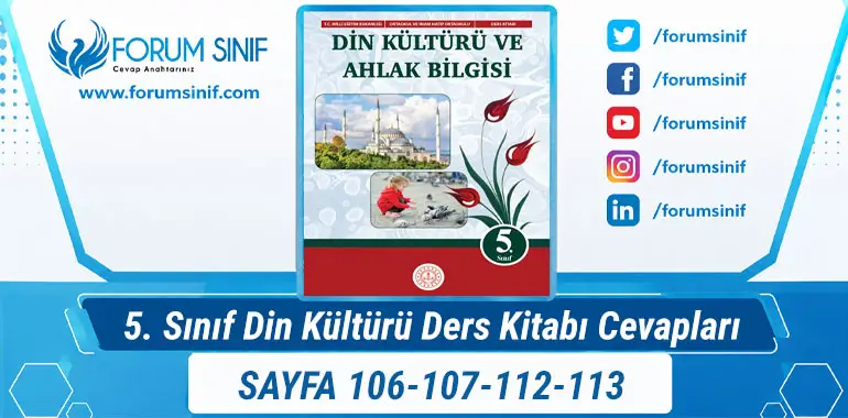 5. Sınıf Din Kültürü Ders Kitabı Sayfa 106-107-112-113 Cevapları MEB Yayınları 5. Sınıf Din Kültürü Ders Kitabı Sayfa 106-107-112-113 Cevapları MEB Yayınları