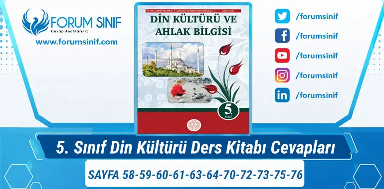 5. Sınıf Din Kültürü Ders Kitabı Sayfa 58-59-60-61-63-64-70-72-73-75-76 Cevapları MEB Yayınları
