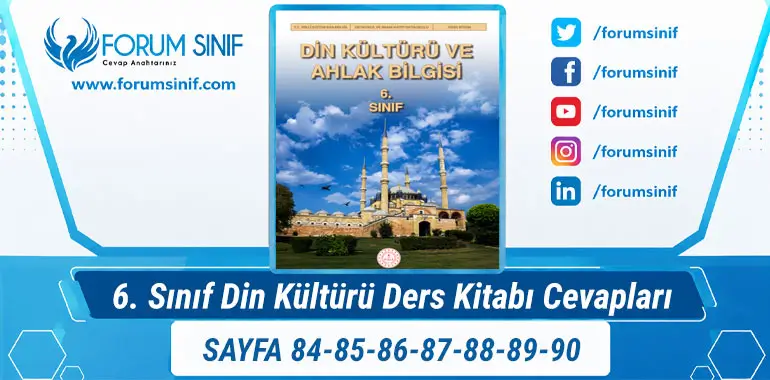 6. Sınıf Din Kültürü Ders Kitabı Sayfa 84-85-86-87-88-89-90. Cevapları MEB Yayınları 6. Sınıf Din Kültürü Ders Kitabı Sayfa 84-85-86-87-88-89-90. Cevapları MEB Yayınları