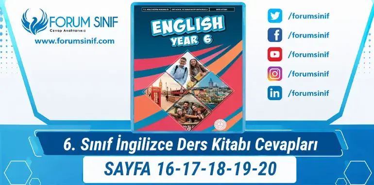 6. Sınıf İngilizce Ders Kitabı Sayfa 16-17-18-19-20 Cevapları MEB Yayınları