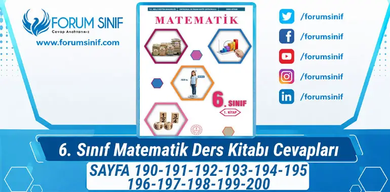 6. Sınıf Matematik Ders Kitabı 190-191-192-193-194-195-196-197-198-199-200. Sayfa Cevapları 1. KİTAP 6. Sınıf Matematik Ders Kitabı 190-191-192-193-194-195-196-197-198-199-200. Sayfa Cevapları 1. KİTAP