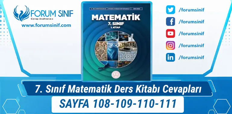 7. Sınıf Matematik Ders Kitabı Sayfa 108-109-110-111 Cevapları 1. Kitap