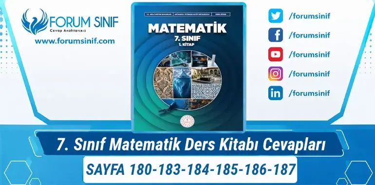 7. Sınıf Matematik Ders Kitabı Sayfa 180-183-184-185-186-187 Cevapları 1. Kitap