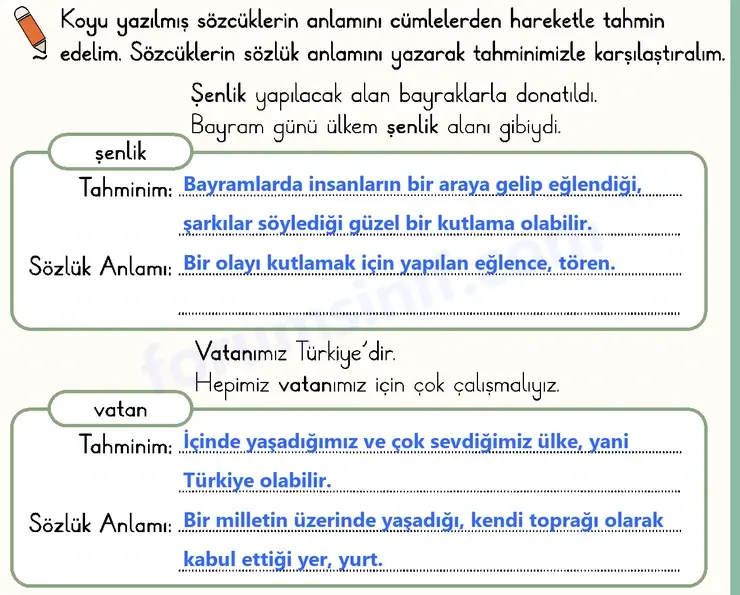 2. Sınıf Türkçe Sayfa 61 Cevapları 1. Kitap - 2