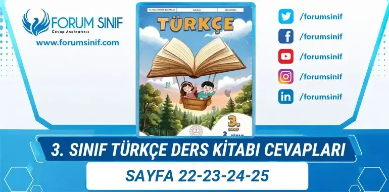 3. Sınıf Türkçe Ders Kitabı Sayfa 22-23-24-25 Cevapları 2. KİTAP