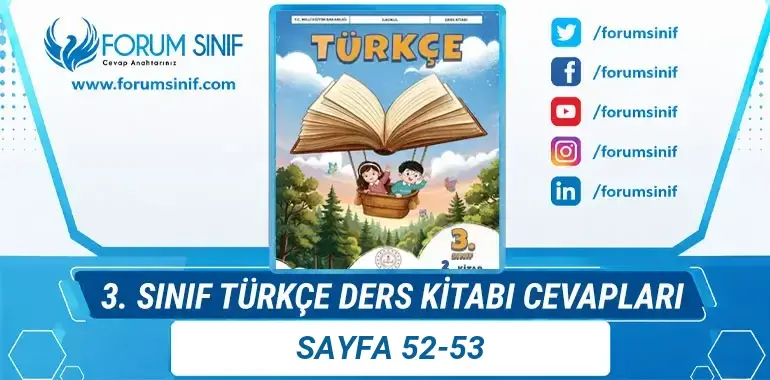 3. Sınıf Türkçe Ders Kitabı Sayfa 52-53 Cevapları 2. KİTAP