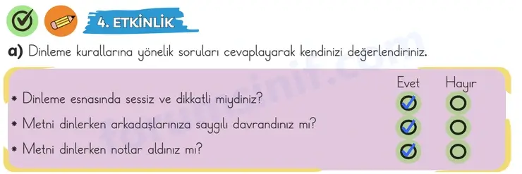 3. Sınıf Türkçe Sayfa 104 Cevapları 1. Kitap - 3