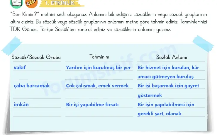 3. Sınıf Türkçe Sayfa 29 Cevapları 1. Kitap