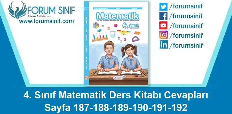 4. Sınıf Matematik Ders Kitabı Sayfa 187-188-189-190-191-192 Cevapları Beşgen Yayıncılık 4. Sınıf Matematik Ders Kitabı Sayfa 187-188-189-190-191-192 Cevapları Beşgen Yayıncılık