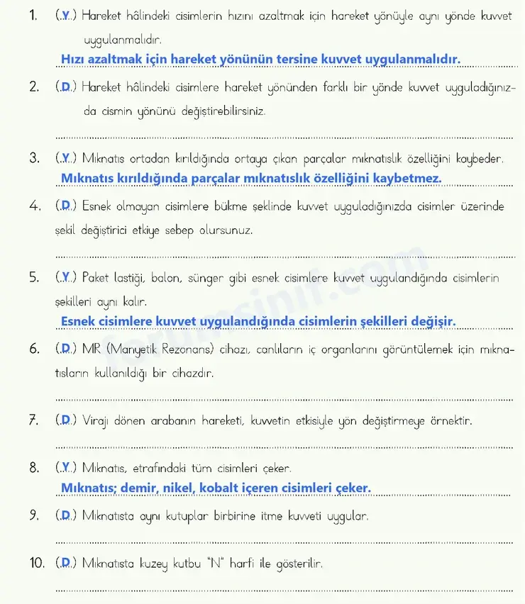 4. Sınıf Fen Bilimleri Ders Kitabı Sayfa 91 Cevapları MEB Yayınları