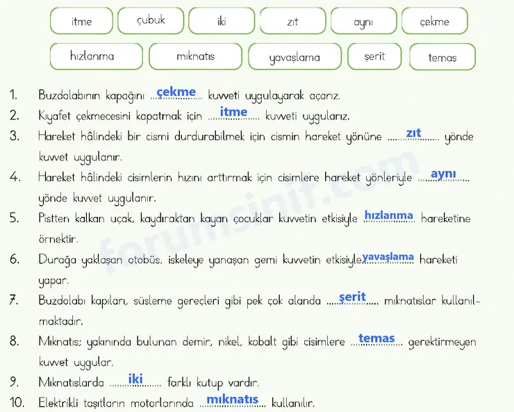 4. Sınıf Fen Bilimleri Ders Kitabı Sayfa 92 Cevapları MEB Yayınları