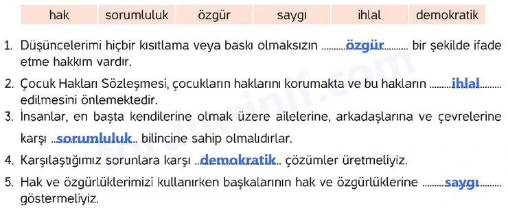 4. Sınıf İnsan Hakları Ders Kitabı Sayfa 38 Cevapları Hecce Yayıncılık