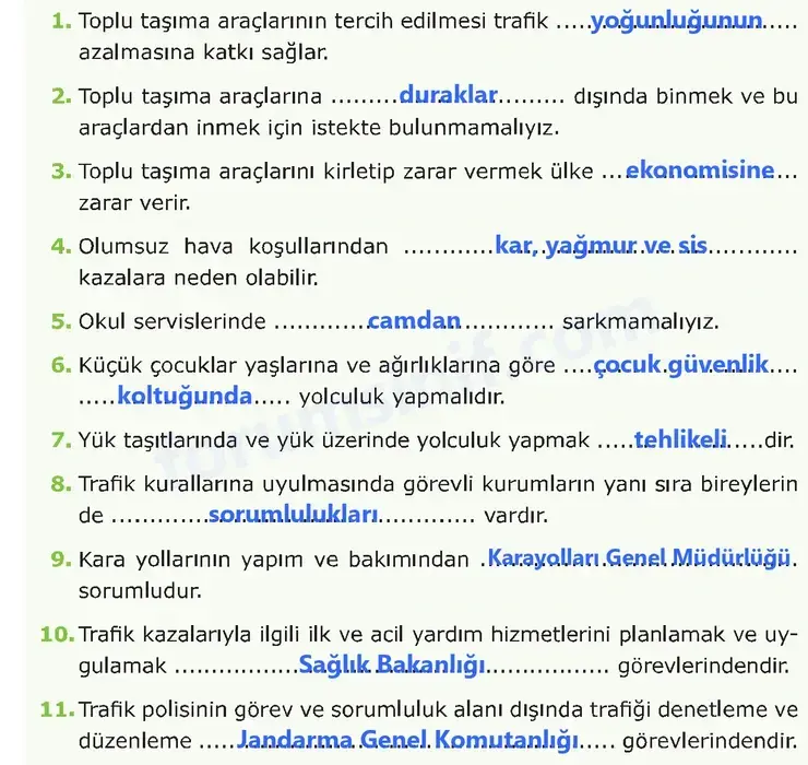 4. Sınıf Trafik Güvenliği Ders Kitabı Sayfa 54 Cevapları Anka Yayınevi 4. Sınıf Trafik Güvenliği Ders Kitabı Sayfa 54 Cevapları Anka Yayınevi