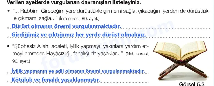 4. Sınıf Din Kültürü Ders Kitabı Sayfa 110 Cevapları MEB Yayınları