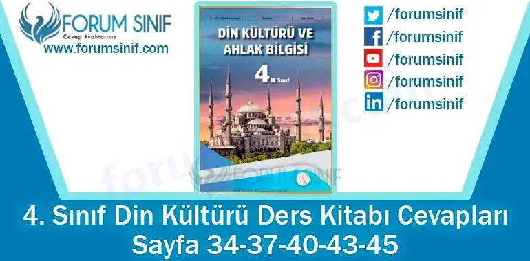 4. Sınıf Din Kültürü Ders Kitabı Sayfa 34-37-40-43-45. Cevapları MEB Yayınları 4. Sınıf Din Kültürü Ders Kitabı Sayfa 34-37-40-43-45. Cevapları MEB Yayınları