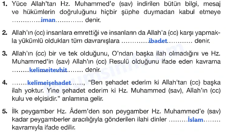 4. Sınıf Din Kültürü Ders Kitabı Sayfa 52 Cevapları MEB Yayınları 4. Sınıf Din Kültürü Ders Kitabı Sayfa 52 Cevapları MEB Yayınları