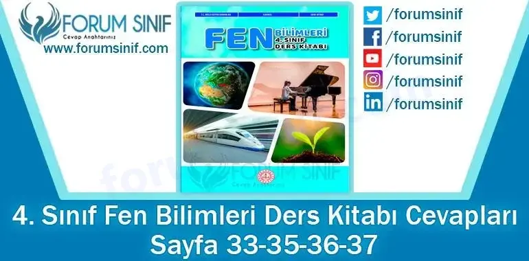 4. Sınıf Fen Bilimleri Ders Kitabı 33-35-36-37. Sayfa Cevapları MEB Yayınları