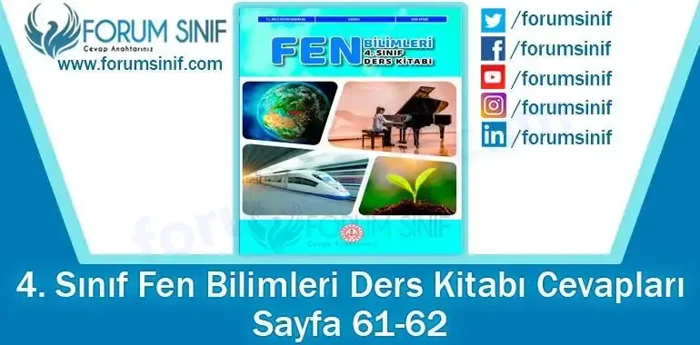 4. Sınıf Fen Bilimleri Ders Kitabı 61-62. Sayfa Cevapları MEB Yayınları