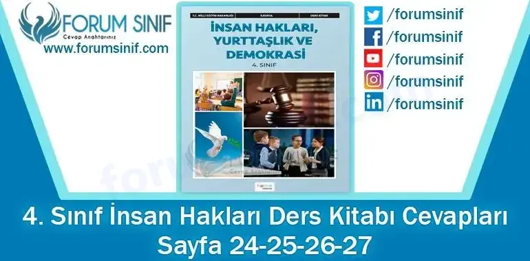 4. Sınıf İnsan Hakları Ders Kitabı 24-25-26-27. Sayfa Cevapları Hecce Yayıncılık