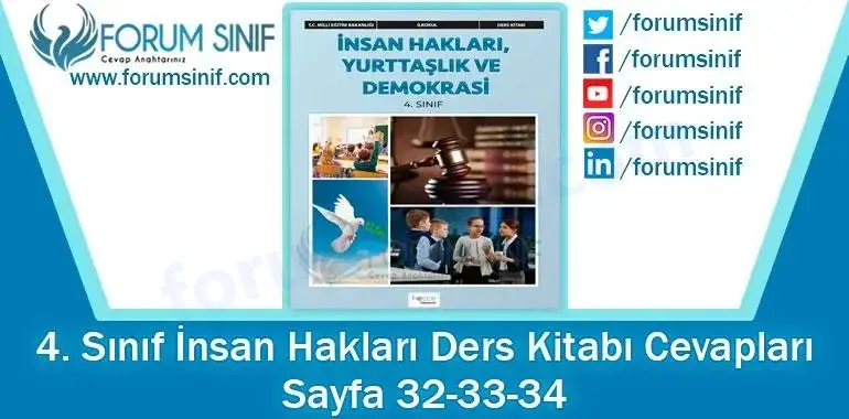 4. Sınıf İnsan Hakları Ders Kitabı 32-33-34. Sayfa Cevapları Hecce Yayıncılık