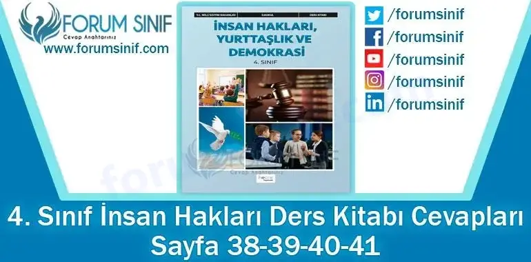 4. Sınıf İnsan Hakları Ders Kitabı 38-39-40-41. Sayfa Cevapları Hecce Yayıncılık